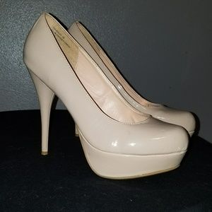 Bamboo Patent Platform Round Toe Heel Pumps